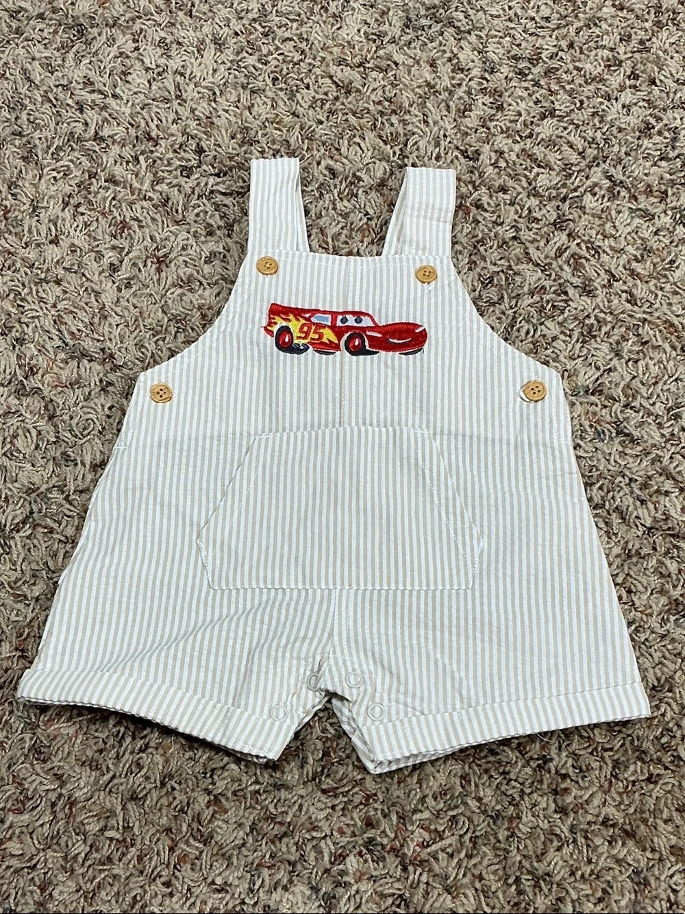 Lightning McQueen 0/3 months 2 pc overalls set NWT
